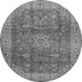 Machine Washable Medallion Gray Traditional Rug, wshtr1961gry