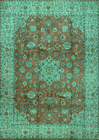 Medallion Turquoise Traditional Rug, tr1961turq