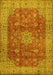 Machine Washable Medallion Yellow Traditional Rug, wshtr1961yw