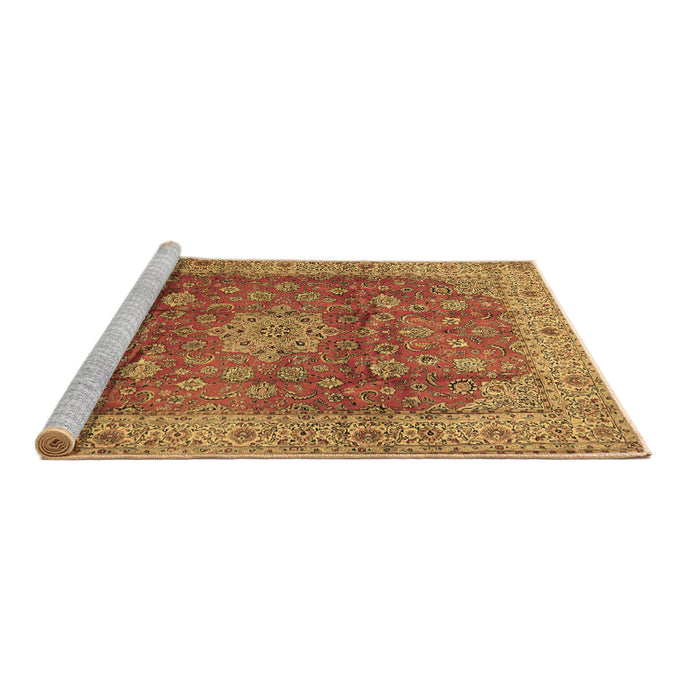 Sideview of Machine Washable Medallion Brown Traditional Rug, wshtr1961brn