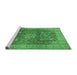 Sideview of Machine Washable Medallion Emerald Green Traditional Area Rugs, wshtr1961emgrn