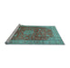 Sideview of Machine Washable Medallion Light Blue Traditional Rug, wshtr1961lblu