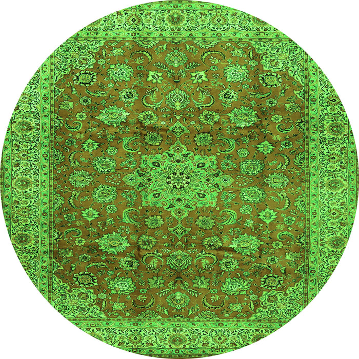 Machine Washable Medallion Green Traditional Area Rugs, wshtr1961grn