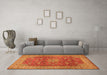 Machine Washable Medallion Orange Traditional Area Rugs in a Living Room, wshtr1961org