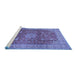 Sideview of Machine Washable Medallion Blue Traditional Rug, wshtr1961blu