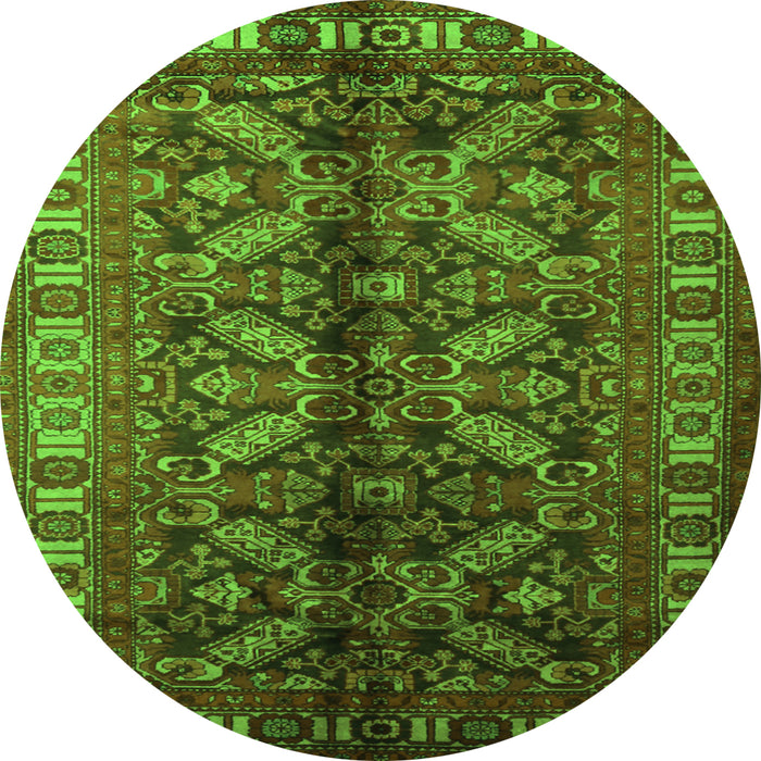 Square Persian Green Traditional Rug, tr1962grn