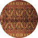 Round Persian Brown Traditional Rug, tr1962brn