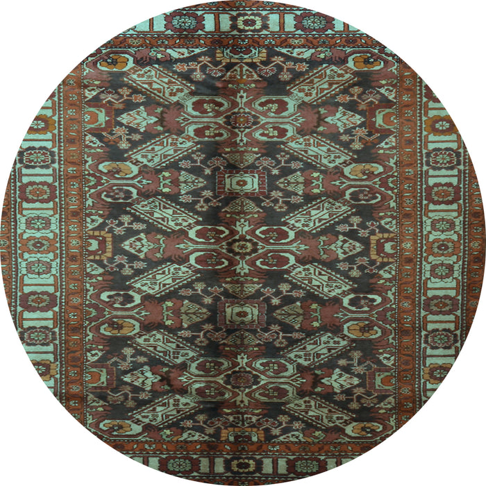 Round Persian Light Blue Traditional Rug, tr1962lblu