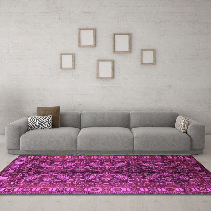 Machine Washable Persian Purple Traditional Area Rugs in a Living Room, wshtr1962pur