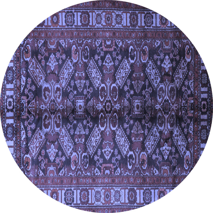 Round Machine Washable Persian Blue Traditional Rug, wshtr1962blu