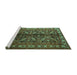 Sideview of Machine Washable Persian Turquoise Traditional Area Rugs, wshtr1962turq