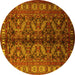 Round Machine Washable Persian Yellow Traditional Rug, wshtr1962yw