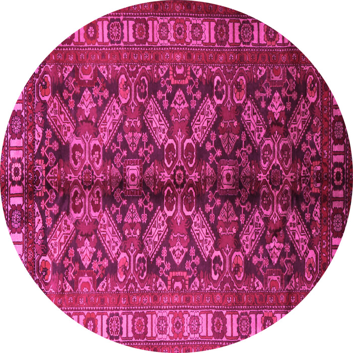 Round Machine Washable Persian Pink Traditional Rug, wshtr1962pnk