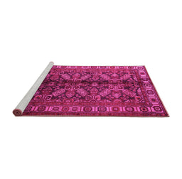 Sideview of Machine Washable Persian Pink Traditional Rug, wshtr1962pnk