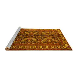 Sideview of Machine Washable Persian Yellow Traditional Rug, wshtr1962yw