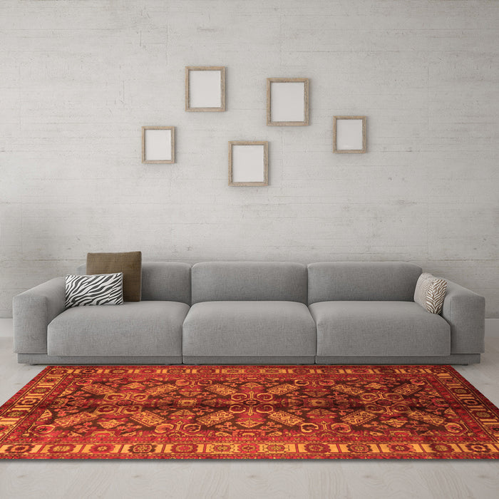 Machine Washable Persian Orange Traditional Area Rugs in a Living Room, wshtr1962org