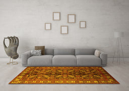 Machine Washable Persian Yellow Traditional Rug in a Living Room, wshtr1962yw