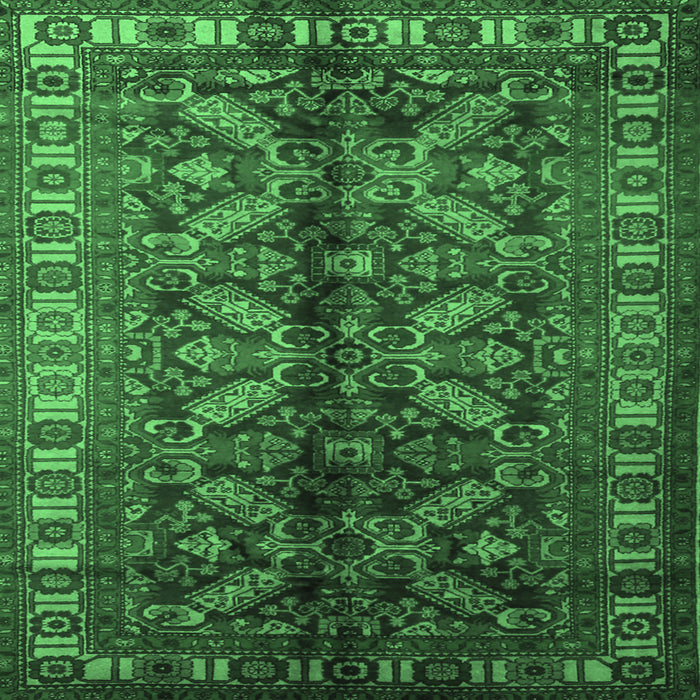Square Machine Washable Persian Emerald Green Traditional Area Rugs, wshtr1962emgrn