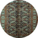 Round Machine Washable Persian Light Blue Traditional Rug, wshtr1962lblu