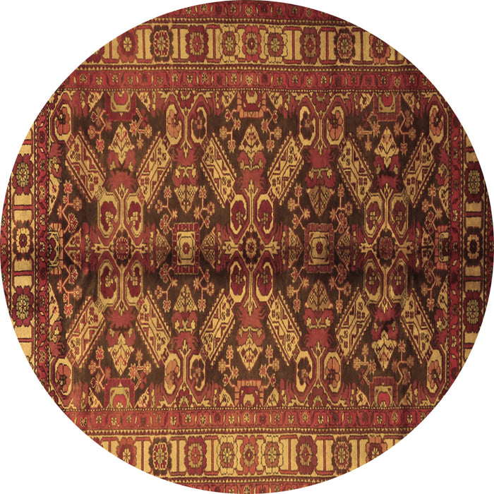Round Machine Washable Persian Brown Traditional Rug, wshtr1962brn