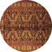 Round Machine Washable Persian Brown Traditional Rug, wshtr1962brn