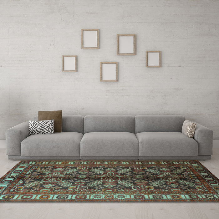 Machine Washable Persian Light Blue Traditional Rug in a Living Room, wshtr1962lblu
