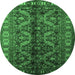 Round Persian Emerald Green Traditional Rug, tr1962emgrn