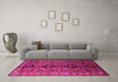 Machine Washable Persian Pink Traditional Rug in a Living Room, wshtr1962pnk