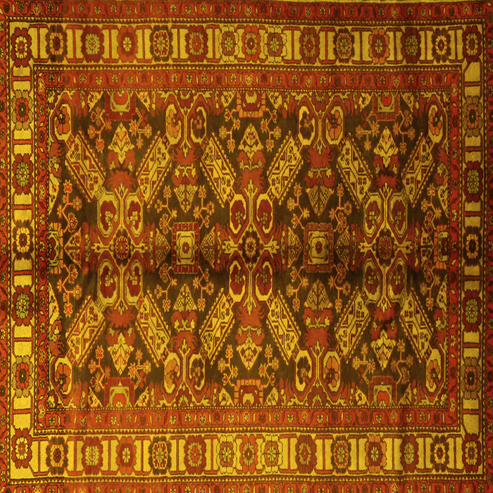 Square Persian Yellow Traditional Rug, tr1962yw