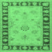 Square Machine Washable Oriental Emerald Green Traditional Area Rugs, wshtr1963emgrn