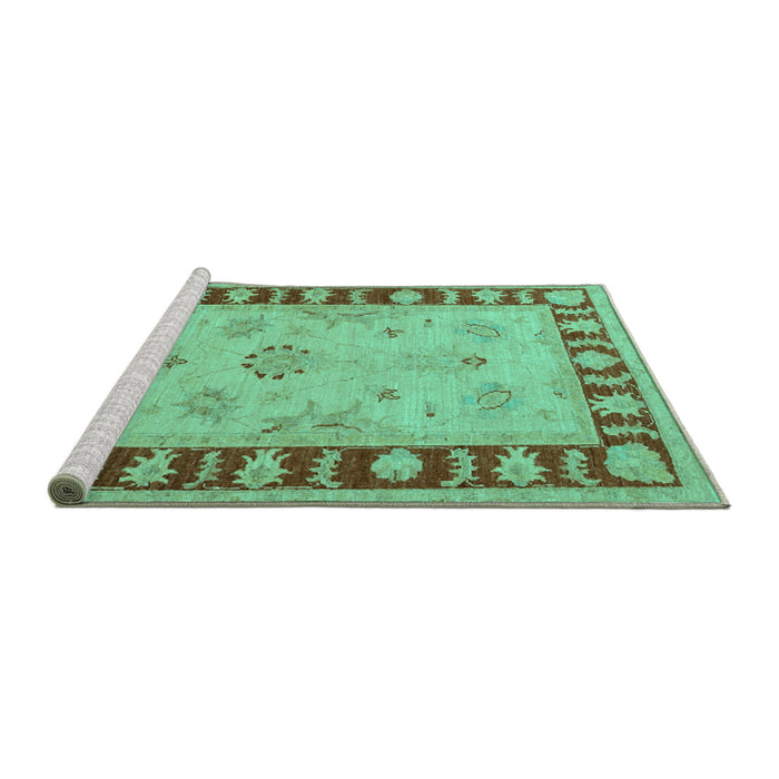 Sideview of Machine Washable Oriental Turquoise Traditional Area Rugs, wshtr1963turq