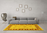 Machine Washable Oriental Yellow Traditional Rug, wshtr1963yw