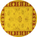 Round Oriental Yellow Traditional Rug, tr1963yw