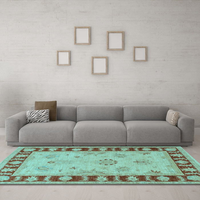 Machine Washable Oriental Light Blue Traditional Rug in a Living Room, wshtr1963lblu