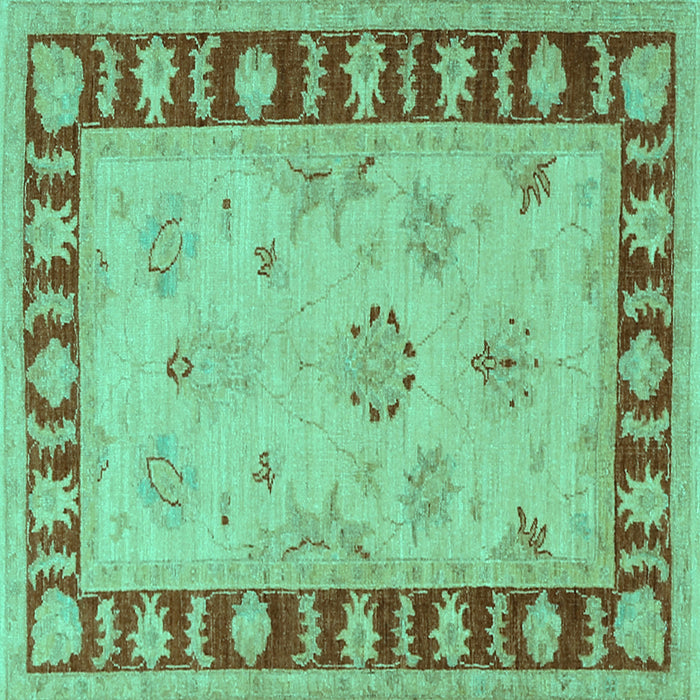 Square Oriental Turquoise Traditional Rug, tr1963turq