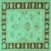 Square Oriental Turquoise Traditional Rug, tr1963turq