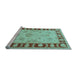 Sideview of Machine Washable Oriental Light Blue Traditional Rug, wshtr1963lblu