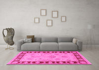 Machine Washable Oriental Pink Traditional Rug, wshtr1963pnk