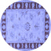 Round Oriental Blue Traditional Rug, tr1963blu