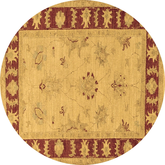 Round Machine Washable Oriental Brown Traditional Rug, wshtr1963brn