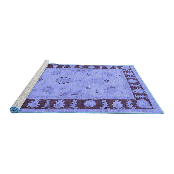 Sideview of Machine Washable Oriental Blue Traditional Rug, wshtr1963blu
