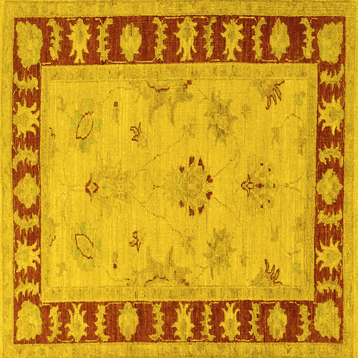 Square Oriental Yellow Traditional Rug, tr1963yw