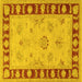 Square Oriental Yellow Traditional Rug, tr1963yw