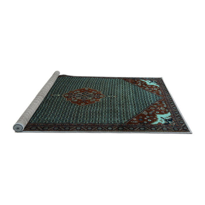 Sideview of Machine Washable Persian Light Blue Traditional Rug, wshtr1964lblu