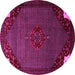 Round Machine Washable Persian Pink Traditional Rug, wshtr1964pnk