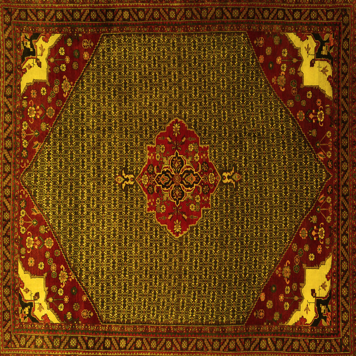 Square Persian Yellow Traditional Rug, tr1964yw