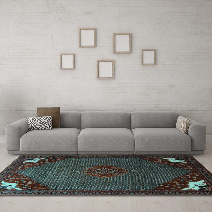 Machine Washable Persian Light Blue Traditional Rug in a Living Room, wshtr1964lblu