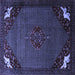 Square Machine Washable Persian Blue Traditional Rug, wshtr1964blu