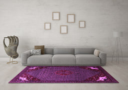 Machine Washable Persian Purple Traditional Area Rugs in a Living Room, wshtr1964pur