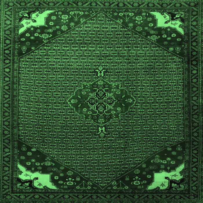 Square Machine Washable Persian Emerald Green Traditional Area Rugs, wshtr1964emgrn